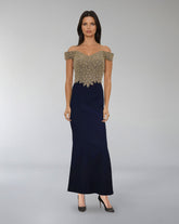 Off-Shoulder Beaded Bodice Gown – CELESTI